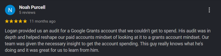 Google review: Noah Purcell