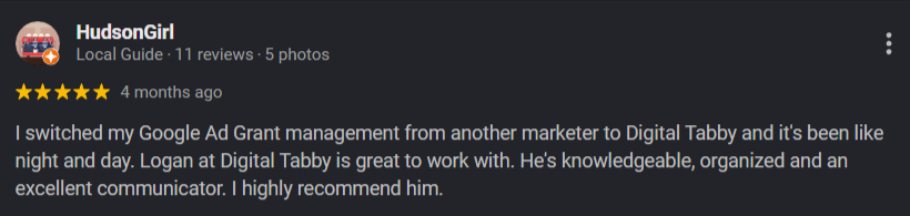 Google review: HudsonGirl