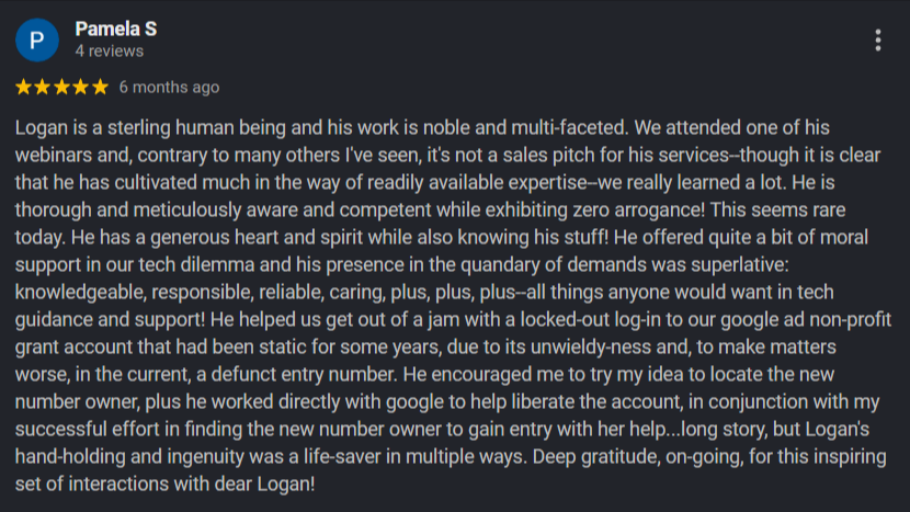 Google review: Pamela S.