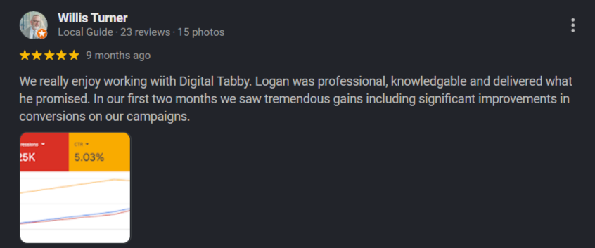 Google review: Willis Turner